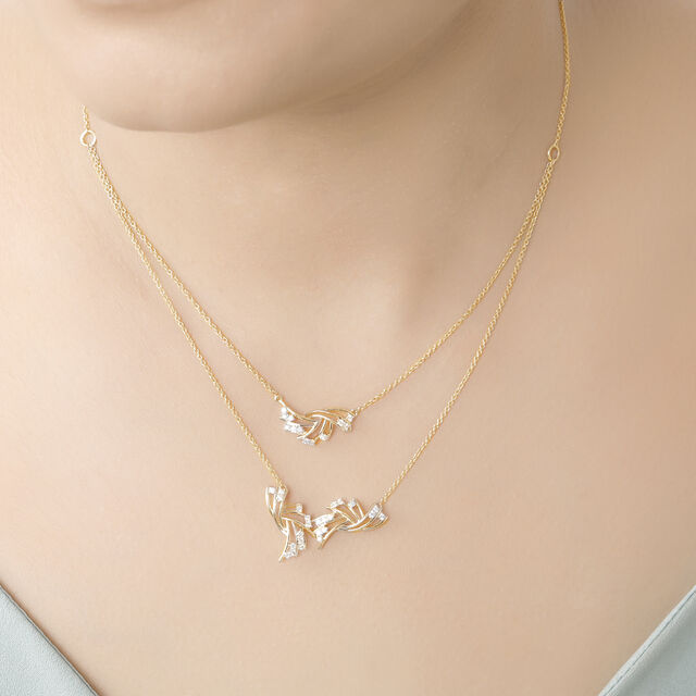 14 KT Yellow Gold Constellation Layered Diamond Necklace,,hi-res view 3