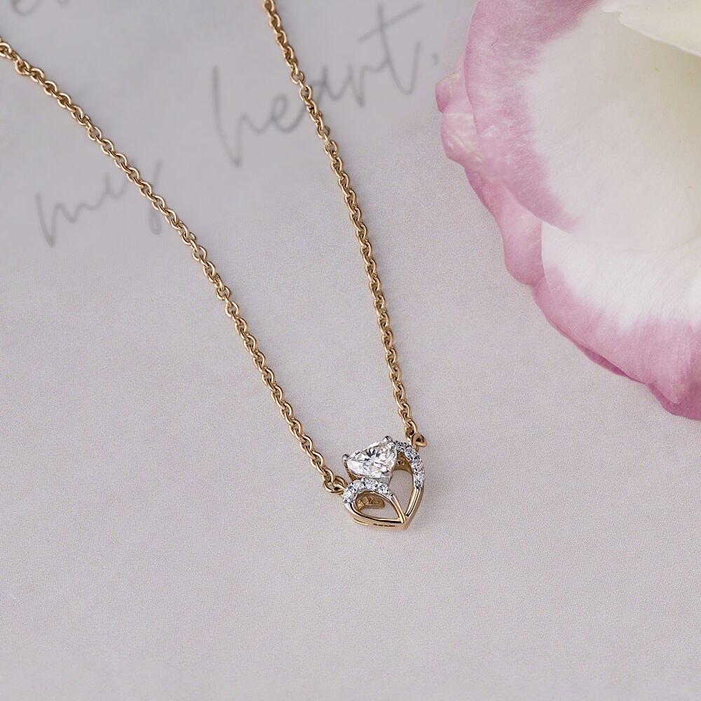 Buy Heartfelt Radiance 14 kt Gold Diamond Pendant with Chain Online Mia by Tanishq