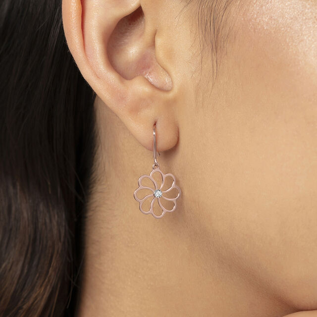 Graceful Petal Gold & Diamond Drop Earrings,,hi-res image number null