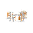 14KT Rose Gold Supernova Sparkle Diamond Stud Earring,,hi-res view 2