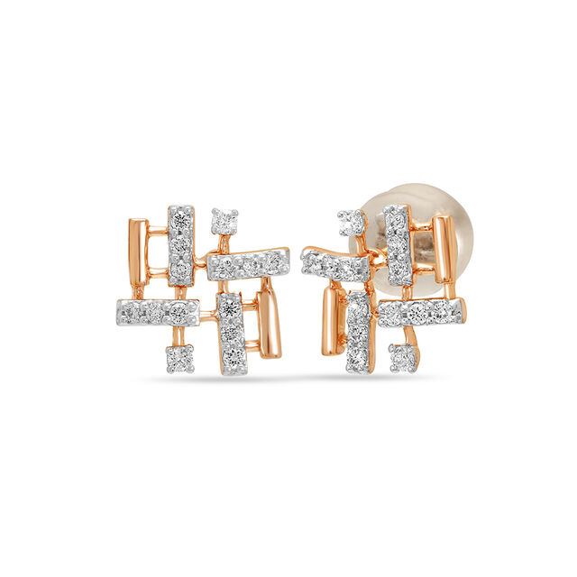 14KT Rose Gold Supernova Sparkle Diamond Stud Earring,,hi-res image number null