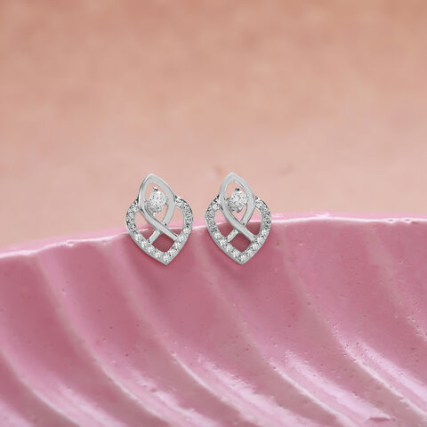 Dual Embrace Silver Stud Earrings