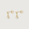 Modern Frame Disc Gold Stud Earrings,,hi-res view 4