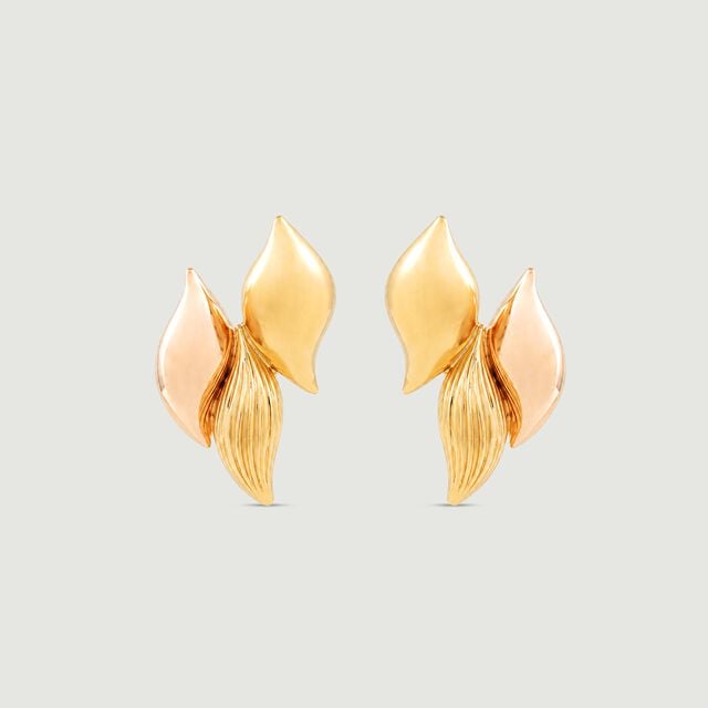 Graceful Textured Gold Stud Earrings,,hi-res image number null