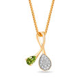 14 KT Yellow Gold Verdant Romance Diamond and Green Tourmaline Pendant,,hi-res view 1