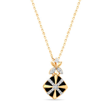 18 KT Yellow Gold Geometric Glow Diamond Pendant with Chain