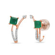 14KT Rose Gold Blossoming Beauty Green Onyx Hoop Earring,,hi-res view 2