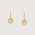 Vintage Medallion 14 Kt Gold & Diamond Hoop Earrings,,hi-res view 2
