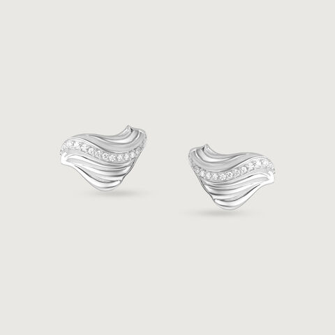 Sculpted Shine Silver Stud Earrings