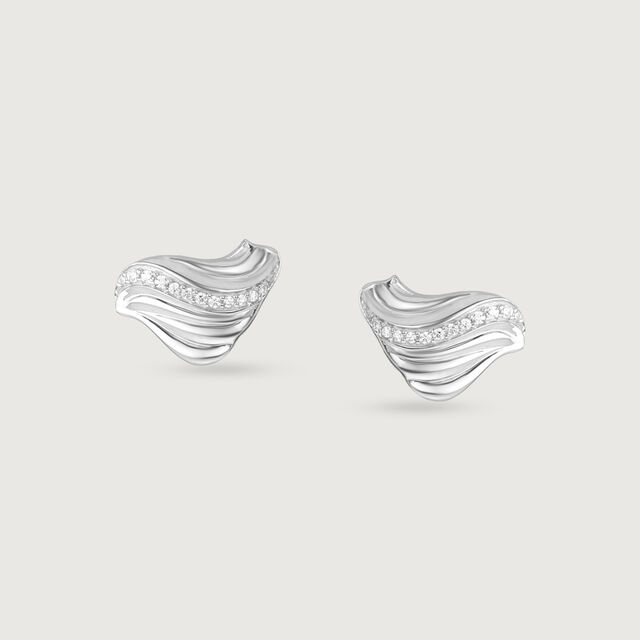 Sculpted Shine Silver Stud Earrings,,hi-res image number null