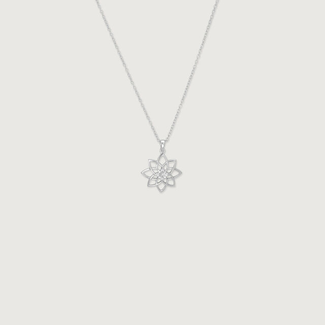 Petal Outline Silver Necklace,,hi-res image number null