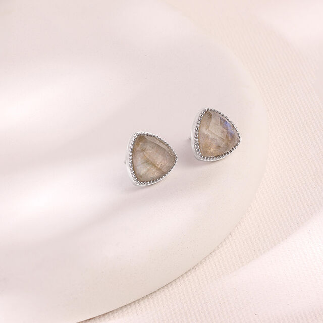 Earthy Facet Quartz Silver Stud Earrings,,hi-res image number null