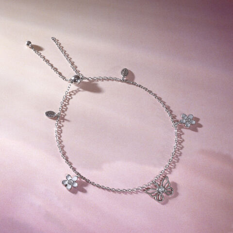 Flutter Bloom Silver Anklet