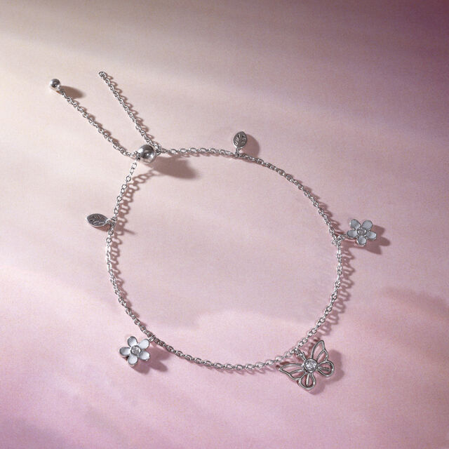 Flutter Bloom Silver Anklet,,hi-res image number null