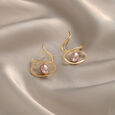 Twisted Glam 14 Kt Gold & Pearl Hoop Earrings,,hi-res view 1