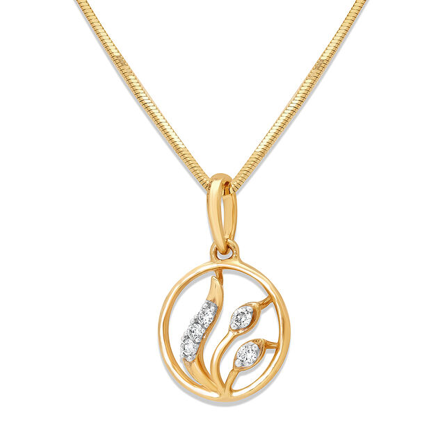 14KT Yellow Gold Whispering Leaves Diamond Pendant,,hi-res image number null