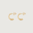 Woven Texture Gold Hoop Earrings,,hi-res view 4