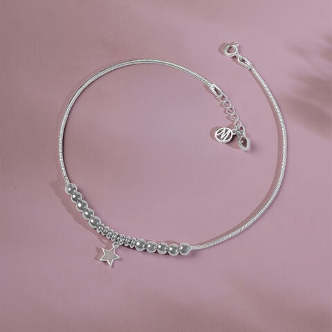 Shooting Star Single Silver Anklet