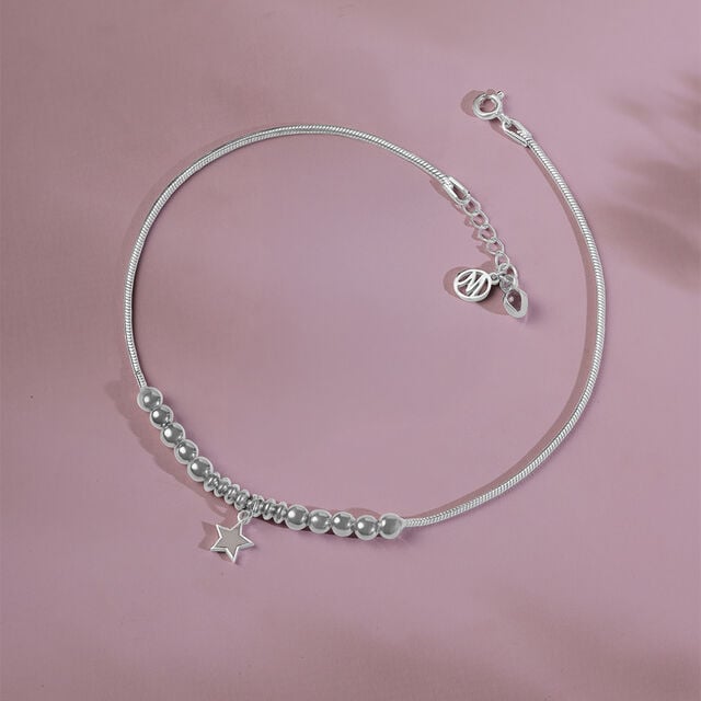 Shooting Star Single Silver Anklet,,hi-res image number null