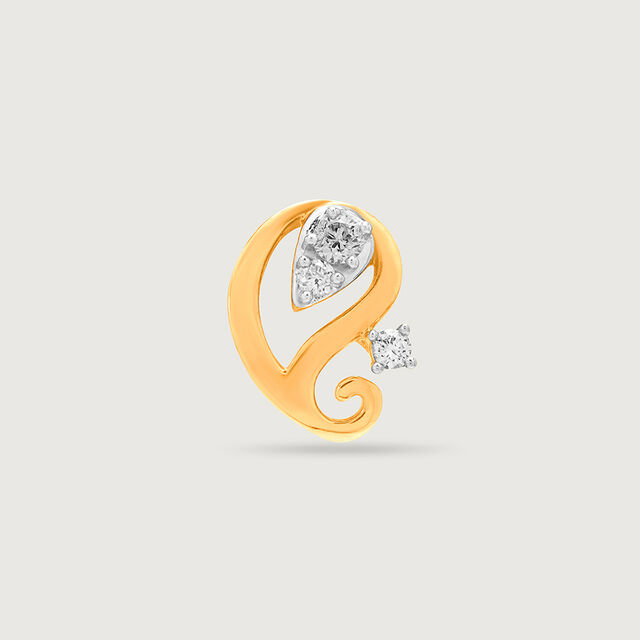 14KT Yellow Gold Diamond Nose Pin,,hi-res image number null