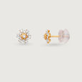 Gleaming Sunburst Gold & Diamond Stud Earrings,,hi-res view 4