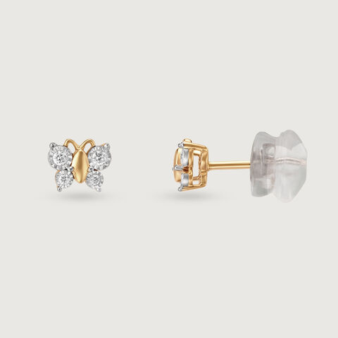 Twilight Butterfly 14KT Gold & Diamond Stud Earrings