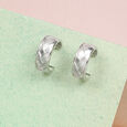 Braided Chic Silver Hoop Earrings,,hi-res view 1