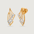 Luxe Leaf 14 Kt Gold and Diamond Stud Earrings,,hi-res view 4