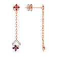14KT Floral Jewel Tones Rose Gold Drop Earrings,,hi-res view 2