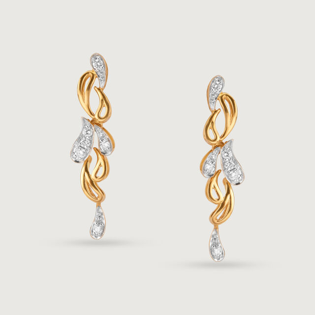 Dewdrop Cascade 18 Kt Gold & Diamond Drop Earrings,,hi-res image number null