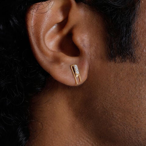 Edgy Sculptural Diamond Stud Earrings