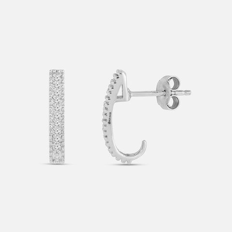 Modern Glitter Silver Stud Earrings
