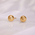 Engraved Blossom 18KT Gold Stud Earrings,,hi-res view 1