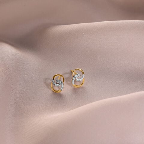 Willow Whispers 14 Kt Gold & Diamond Stud Earrings