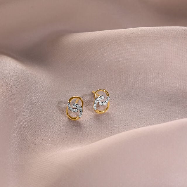 Willow Whispers 14 Kt Gold & Diamond Stud Earrings,,hi-res image number null