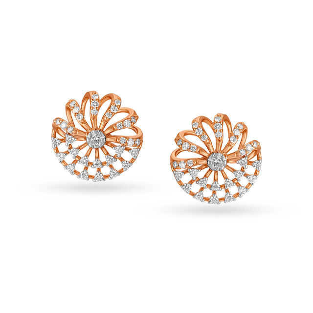 18KT Rose Gold Best Of Both Worlds Stud Earrings,,hi-res view 2