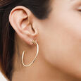 14KT Yellow Gold Leafy Hoop Earrings,,hi-res view 1