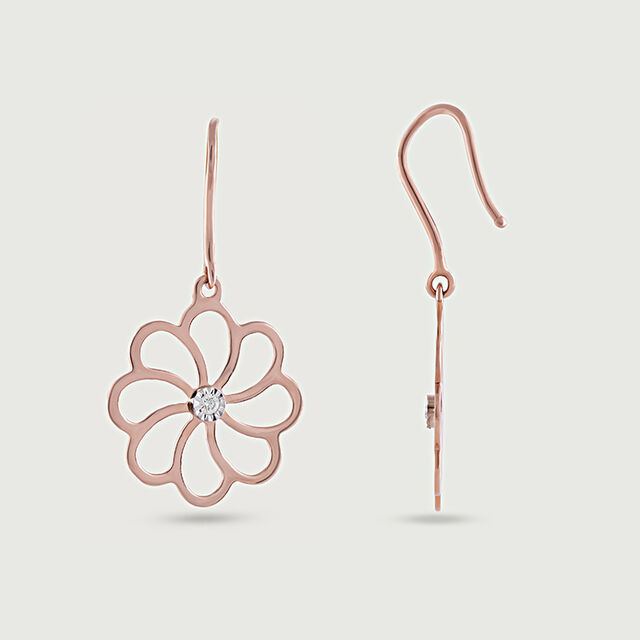 Graceful Petal Gold & Diamond Drop Earrings,,hi-res image number null