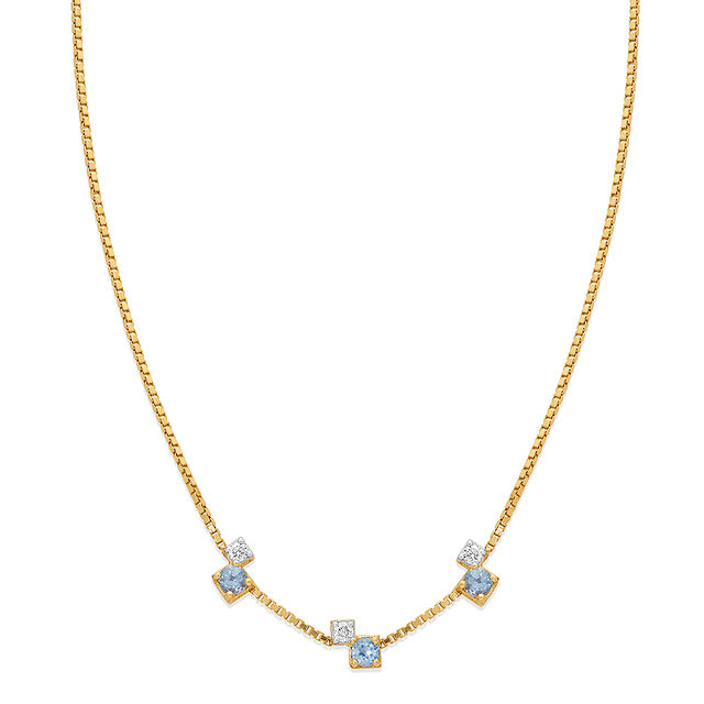 14KT Icefall Blue Topaz And Diamond Necklace,,hi-res image number null