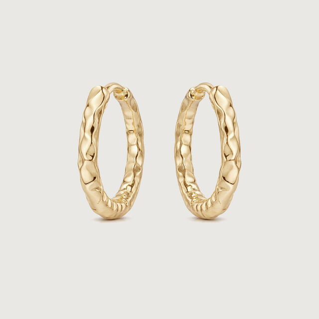Hammered Texture Gold Hoop Earrings,,hi-res image number null