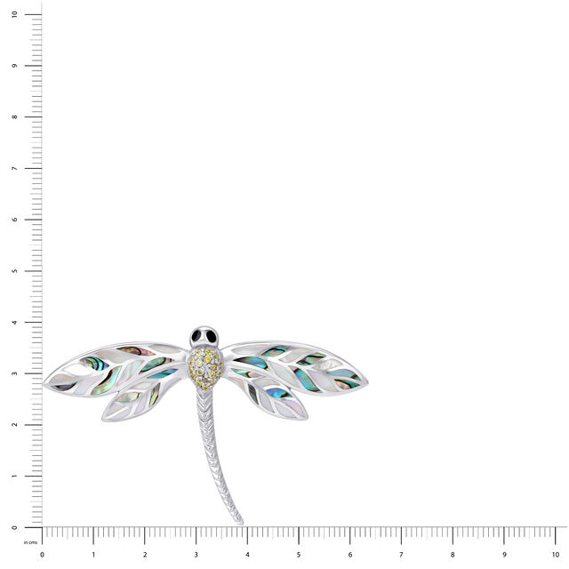 Silver Dragonfly Brooch Embellished With Open Polki,,hi-res image number null