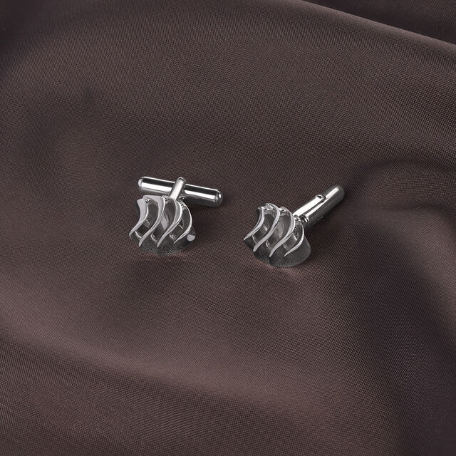 Wave Ridge Silver Cufflinks,,hi-res image number null