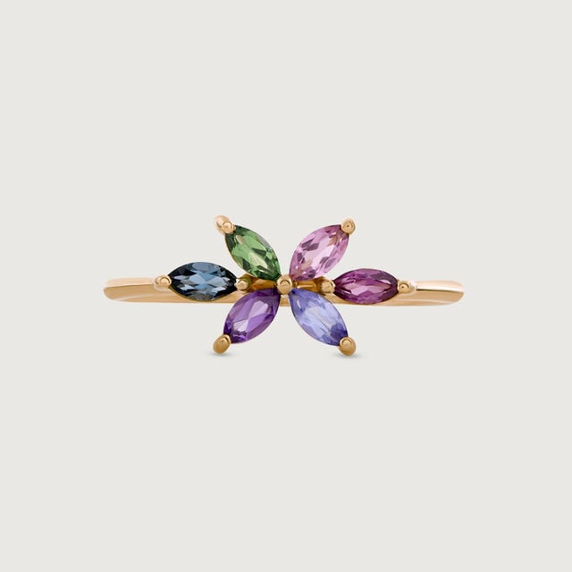 Twilight Bloom Amethyst & Gold Finger Ring,,hi-res image number null