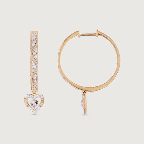 Glowing Heart Gold & Diamond Hoop Earrings