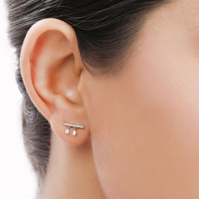 14 KT Yellow Gold Two to Tango Diamond Drop Earrings,,hi-res view 3