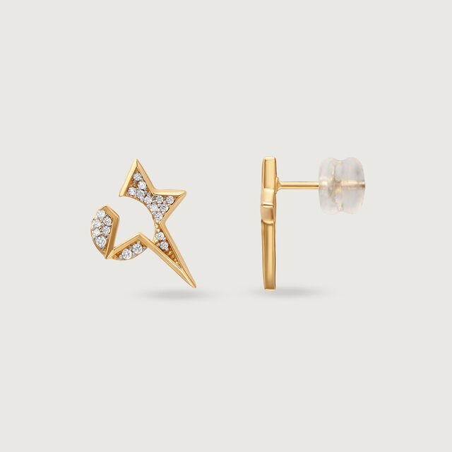 14KT Sparkly Shooting Star Stud earrings,,hi-res view 4