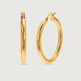 Ribbed Radiance 18KT Gold Hoop Earrings,,hi-res view 4