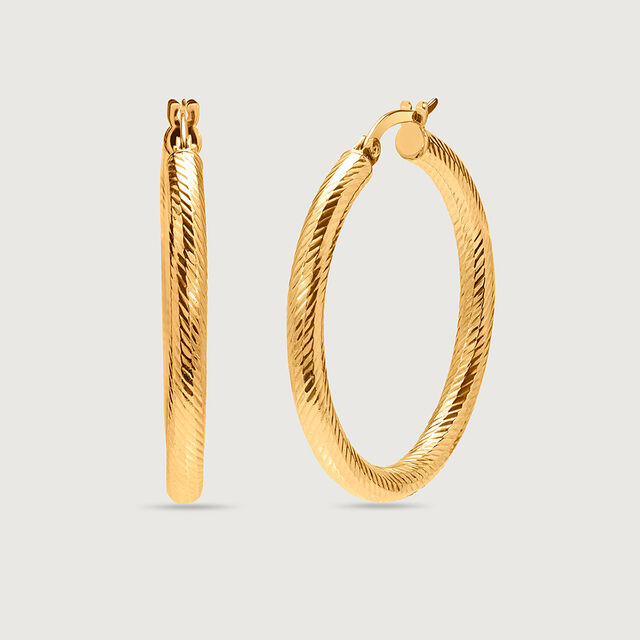 Ribbed Radiance 18KT Gold Hoop Earrings,,hi-res image number null