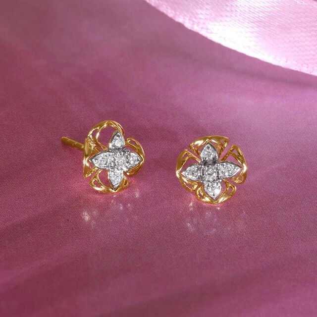Spark Clover Diamond Stud Earrings,,hi-res image number null