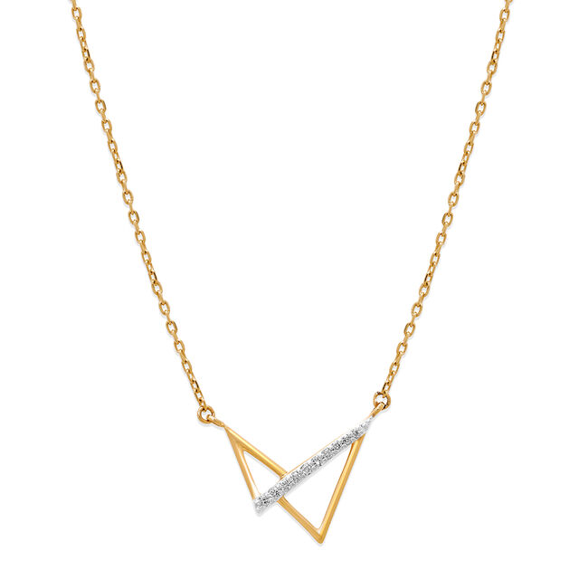 14 KT Yellow Gold Abstract Sleek Diamond Pendant with Chain,,hi-res view 2